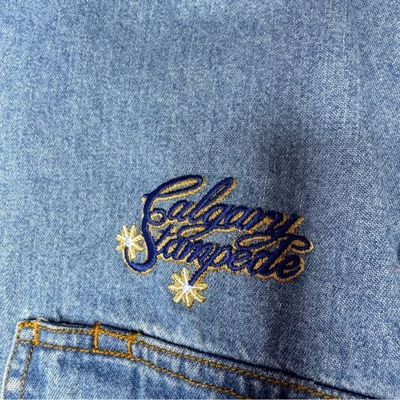 Calgary stampede long sleeve button up denim jean shirt greatest outdoor show - Picture 2 of 6